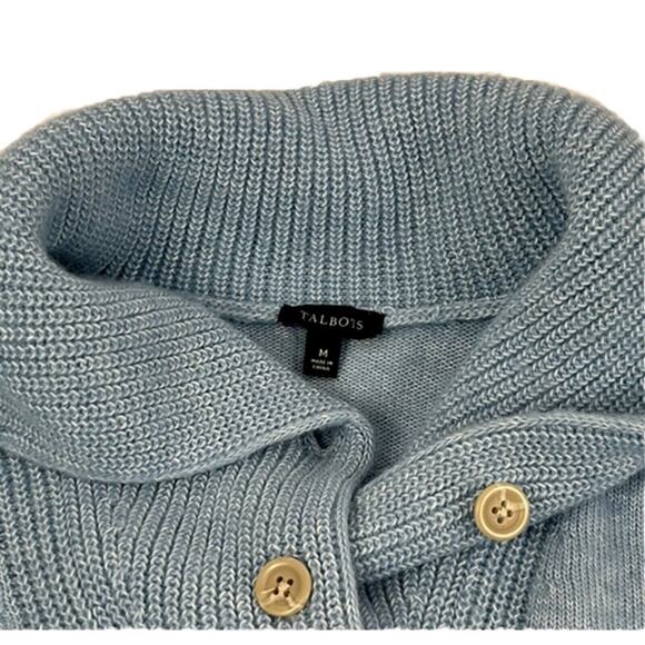Talbots SWEATER Women's Sz M BRETON BUTTON COLLAR PULLOVER Cotton Acrylic Knit - Picture 4 of 9